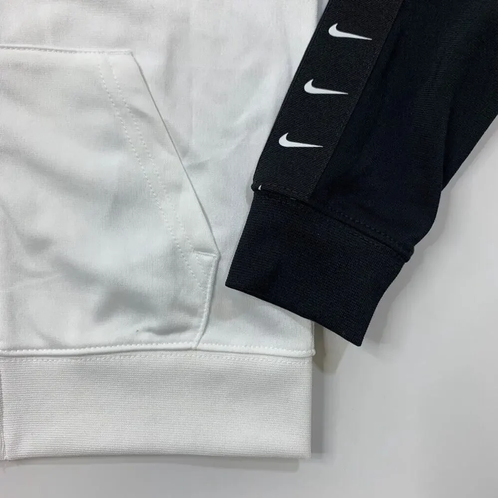 Nike‎ Jacket Boys Youth M Medium White Black Full Zip Swoosh Track 5-6 Years Old